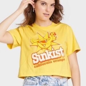 NWT Sunkist Yellow Cropped Graphic Tee
